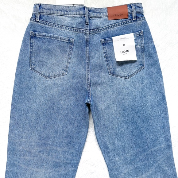 HIDDEN Dad Jean Wide Straight Leg High Rise Distressed Cotton Jeans - Picture 7 of 12